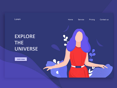 Header Illustration character color header homepage illustration illustrations tree universe website