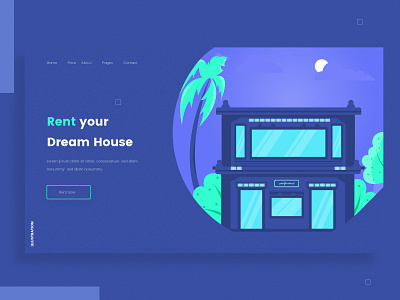 Rent House Illustration color dream explore header house illustration illustrations rent tree ui website