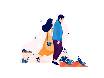 Illustration character color couple design effect gradient header illustration illustrations minimal nature noise ui vector walking web website