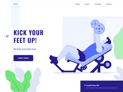 Fitness club landing page character exercise fitnes fitness club gymnast header illustration illustrations landing page minimal product typography ui ux vector website weight