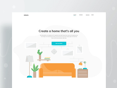 Interior service landing page application branding color design header illustration illustrations interior landing minimal product rent service typography ui uiux ux vector web website