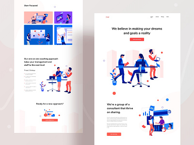 Consultation based landing page exploration branding business character consultation design gradient growth header illustration illustrations meeting product design research typography ui ux web webdesign website