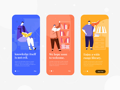 apps on-boarding exploration application apps branding character color design e book header illustration illustrations ios mobile mobile app onboarding online reading reading app typography ui ux