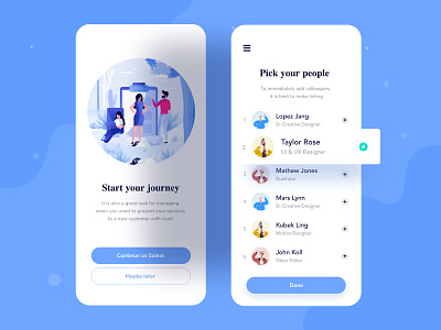Designer collaboration application character collaboration design designer gradient header illustration illustrations ios mobile app mobile app design mobile apps project trendy typography ui ux web website