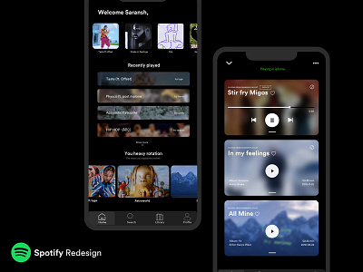 Spotify Redesign app black branding design music music album player sketch spotify spotifymusic ui ux