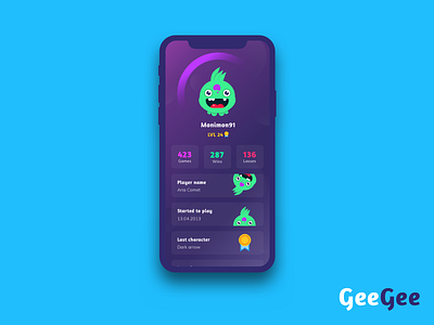 Gamer Profile daily ui dailyui dailyuichallenge design game gamer mobile game profile ui ui design uidesign