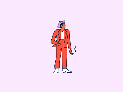 🚬 character cigarette fedora man minimal smoke suit