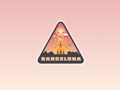 All Peachy in Barcelona 🍑 barca barcelona gradient illustration pink sagrada sagrada familia sky spain sticker travel vector