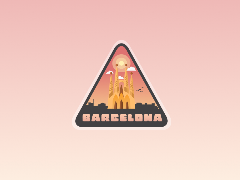 All Peachy in Barcelona ๐ barca spain illustration vector sky travel sagrada sagrada familia pink gradient sticker barcelona