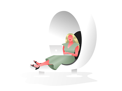Egg Chair 🥚 chair character computer gradient laptop woman working