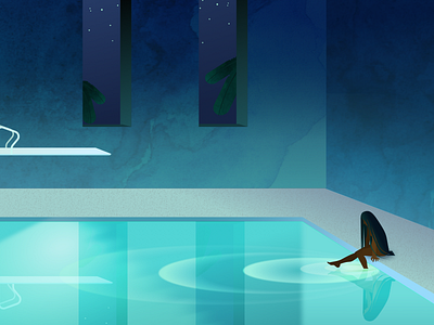 The Pool 🔮 character dreamy glow night pool reflection swim water woman