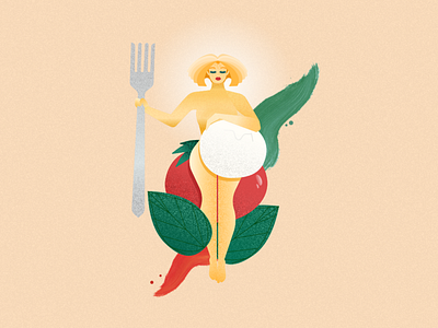 Goddess of all Things Good 🍅🍃🧀 basil character cheese cuisine food fork goddess italian mozzarella pasta tomato