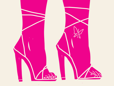 Pink Strap Heels feminine feminist heels illustrate illustration line art pink woman