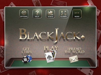 Blackjack Start Screen blackjack cards table casino chip coin grand hungrybolo poker sharp skeuomorph sleek