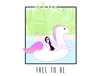 Free To Be character illustration plants summer ui unicorn woman