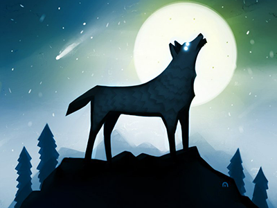 Wolfie animal illustration nature night simple wild wolf