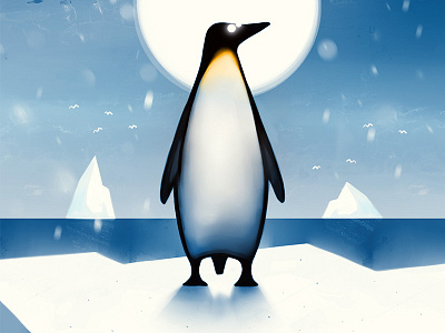 Penguin illustration cg illustration north pole painting penguin simple