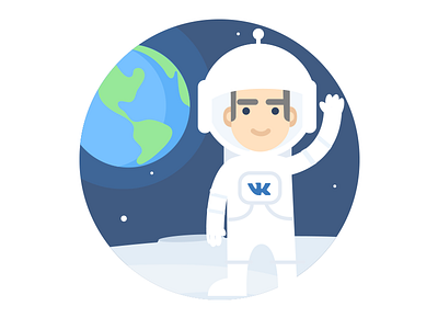 Cosmonaut badge for VK badge cosmonaut cosmos earth illustration minimal moon simple space vk