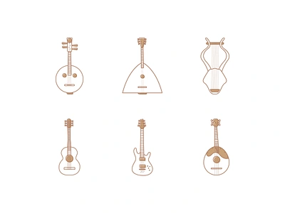 Musical Instruments banjo cello flat guitar harp icon instruments musical ui