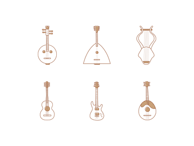 Musical Instruments banjo cello flat guitar harp icon instruments musical ui