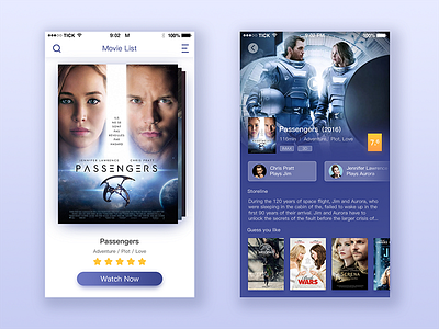 Movie APP app blue cinema design ios iphone mobile movie ui
