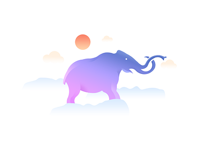 Mammoth cloudly elephant illustration illustrator mammoth sun