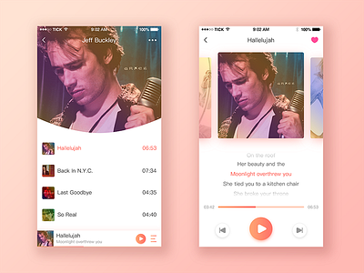 Music App app design flat interface ios list music player playlist ui ux