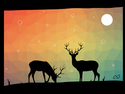 Two Deer illustration graphic art