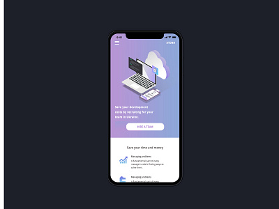 mobile version of landing page for XTEND illustration landing page ui