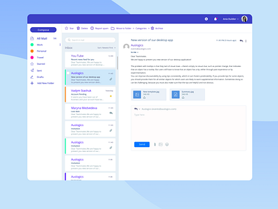 Email client for Auslogics desktop email client mail ui ux