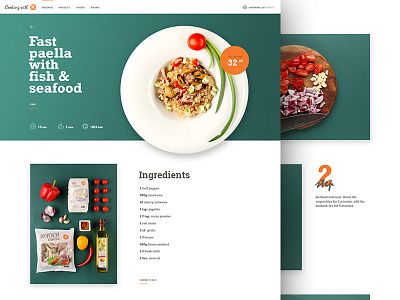 Recipe page brand design food interface meal recipes search recipes site ui web