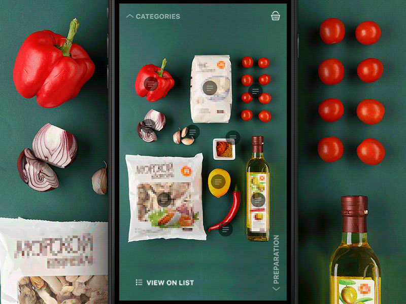 Ingredients app food interaction interface ios motion recipes ui ux