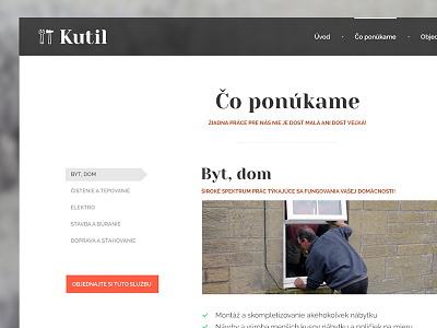 "Kutil" company services clean gray heading menu navigation services typography web webdesign