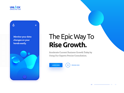 Unlock blue consulting gradient design wave wordpress design