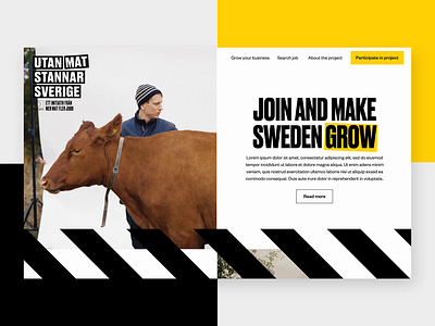 Campaign landing page animation black branding design desktop design interaction logo stripes ui yellow