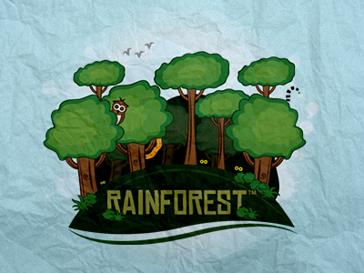 Rainforest Architecture Identity amazon animals birds eyes forest lemur logo owl rainforest shrubs sky trees