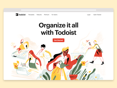 Todoist Marketing pages update ✅ ambition calm doist illustration organize peaceful productivity teamwork todoist