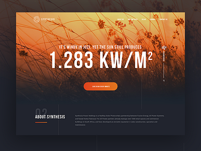 Synthesis Landing electricity energy landing power solar sun ui ux web