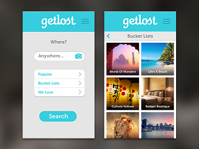 Getlost app brand travel ui ux