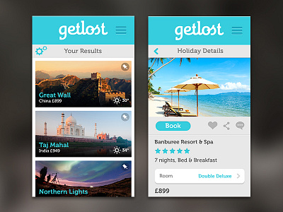 Getlost app brand travel ui ux