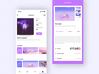 Travel Map - Personal interface ps ui violet