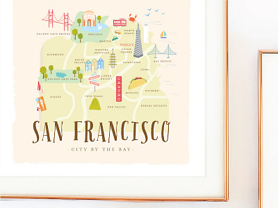 San Francisco Map art print cities icons illustration map san francisco