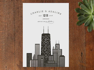 City Series 2: Chicago Save the Date buildings chicago city modern save the date stationery wedding