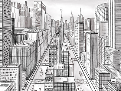 1 point perspective city
