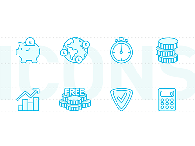Valuto - icons design for website blue currency dashboard design icon icons ui usability ux vectors website