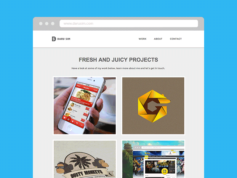 Personal Portfolio blue browser clean design flat onepage personal portfolio redesign revamp web
