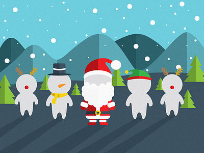 myBrainLab Christmas christmas elves flat reindeer santa snow snowman vector