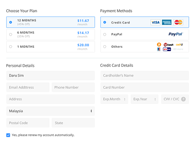 Checkout checkout credit card form payment plan pricing