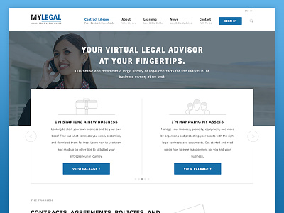 Platform for Legal Contracts advisor blue contracts law legal website design