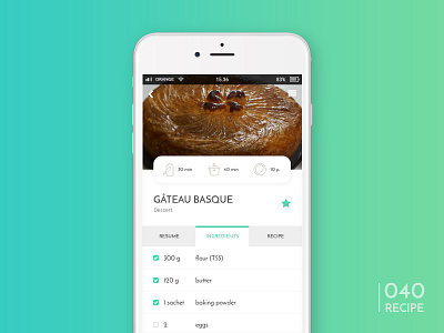 Daily UI #040 - Recipe 040 daily ui dailyuichallenge design mobile app photoshop recipe ui ux